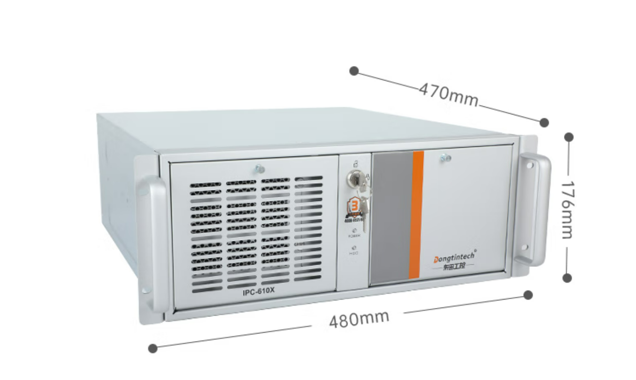 　這款機器采用了DT-610X機箱和DT-WR680MA主板。整體為銀灰色。采用了熱浸鍍鋅薄鋼板，防銹、耐候性強。并且它的防銹蝕性特別好，-般環境防蝕效果可達30-50年，熱浸鍍鋅薄鋼板外形美觀，加工容易。尺寸為430（481.6帶耳朵）*470*176mm（寬*深*高）,約重23kg，便于搬運。